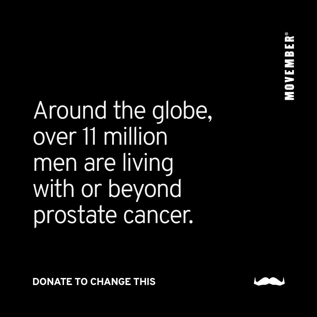 A Movember social media graphic that says: "Around the globe, almost 11 million men are living with prostate cancer."